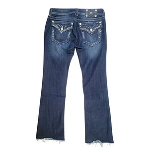Miss Me × The Buckle Exclusive Bootcut Dark Blue Jeans Studded Rhinestone Y2K 29
